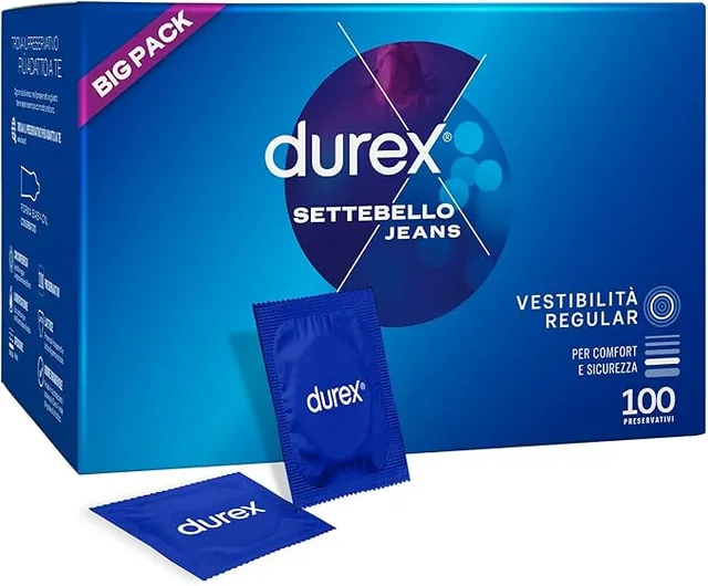 Durex Jeans preservativi classici 100 pezzi lattice 56 mm