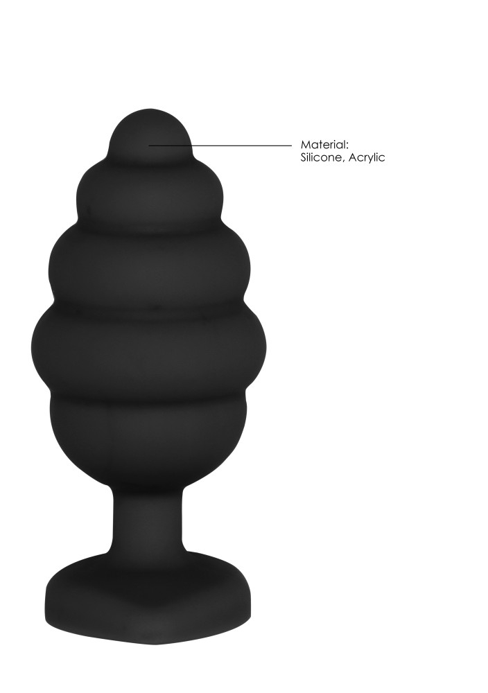 Ouch! Diamond Heart Large plug anale silicone nero costoluto