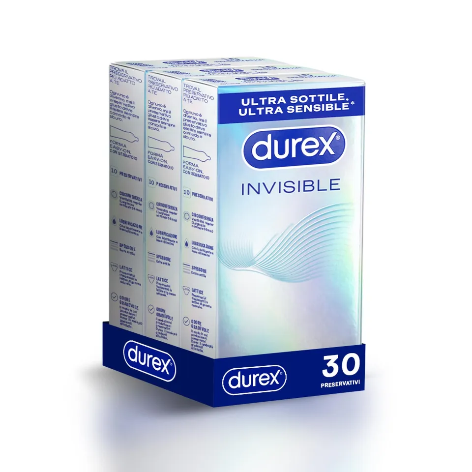 Durex Invisible preservativi ultrasottili 30 pezzi alta sensibilità