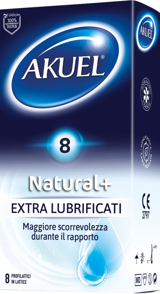 Akuel Natural+ preservativi extralubrificati 14 pezzi