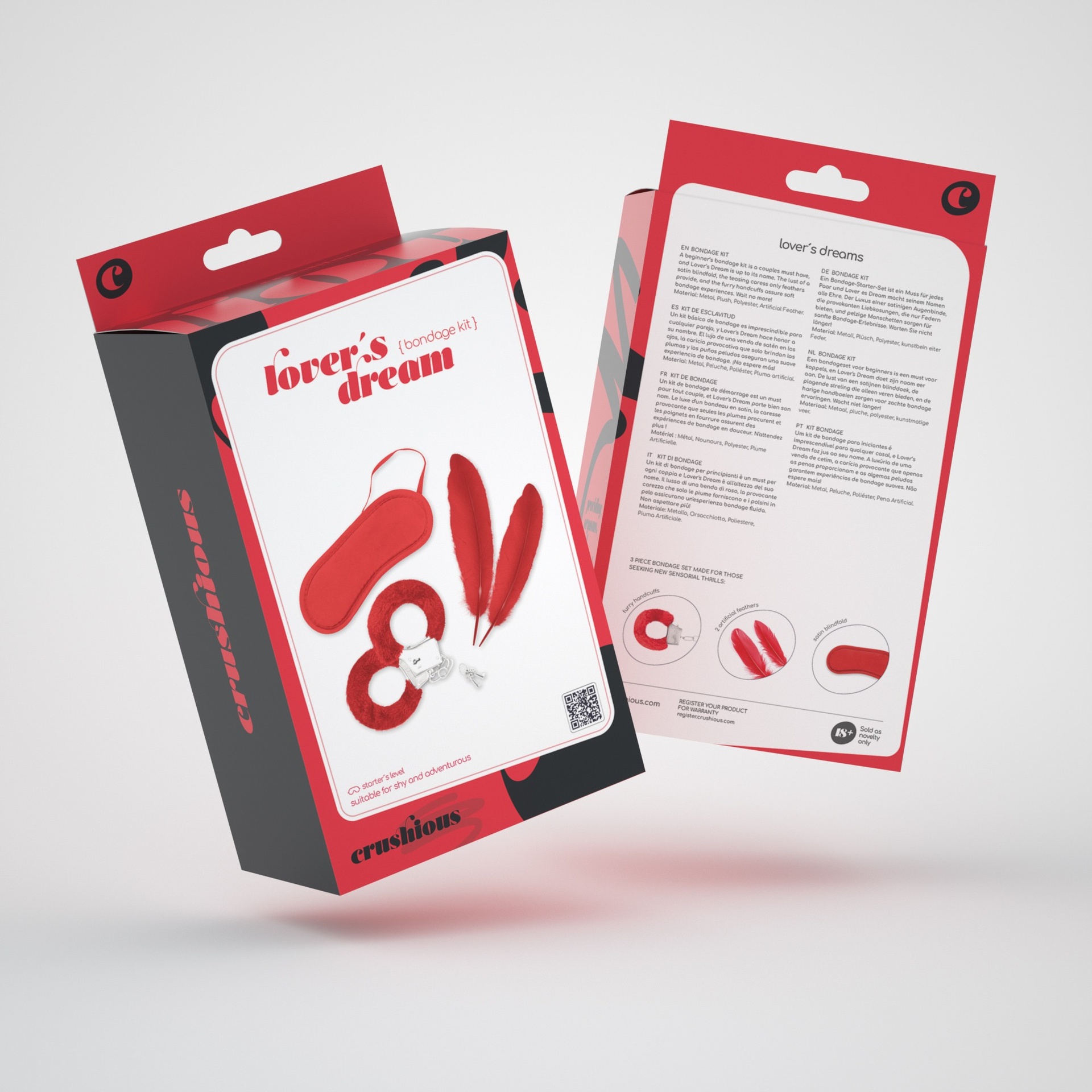 Crushious Lover's Dream kit bondage rosso con manette