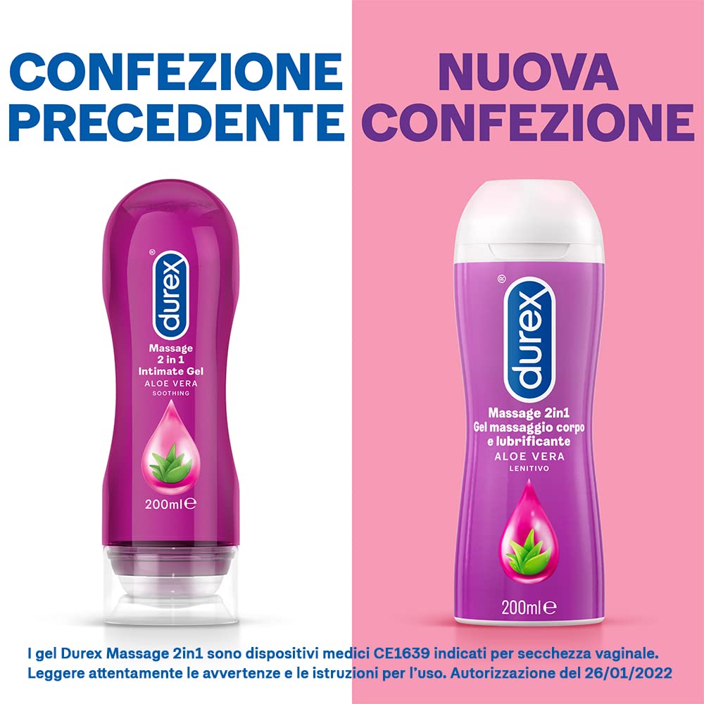 Durex Massage 2 in 1 gel massaggio e lubrificante 2x200 ml
