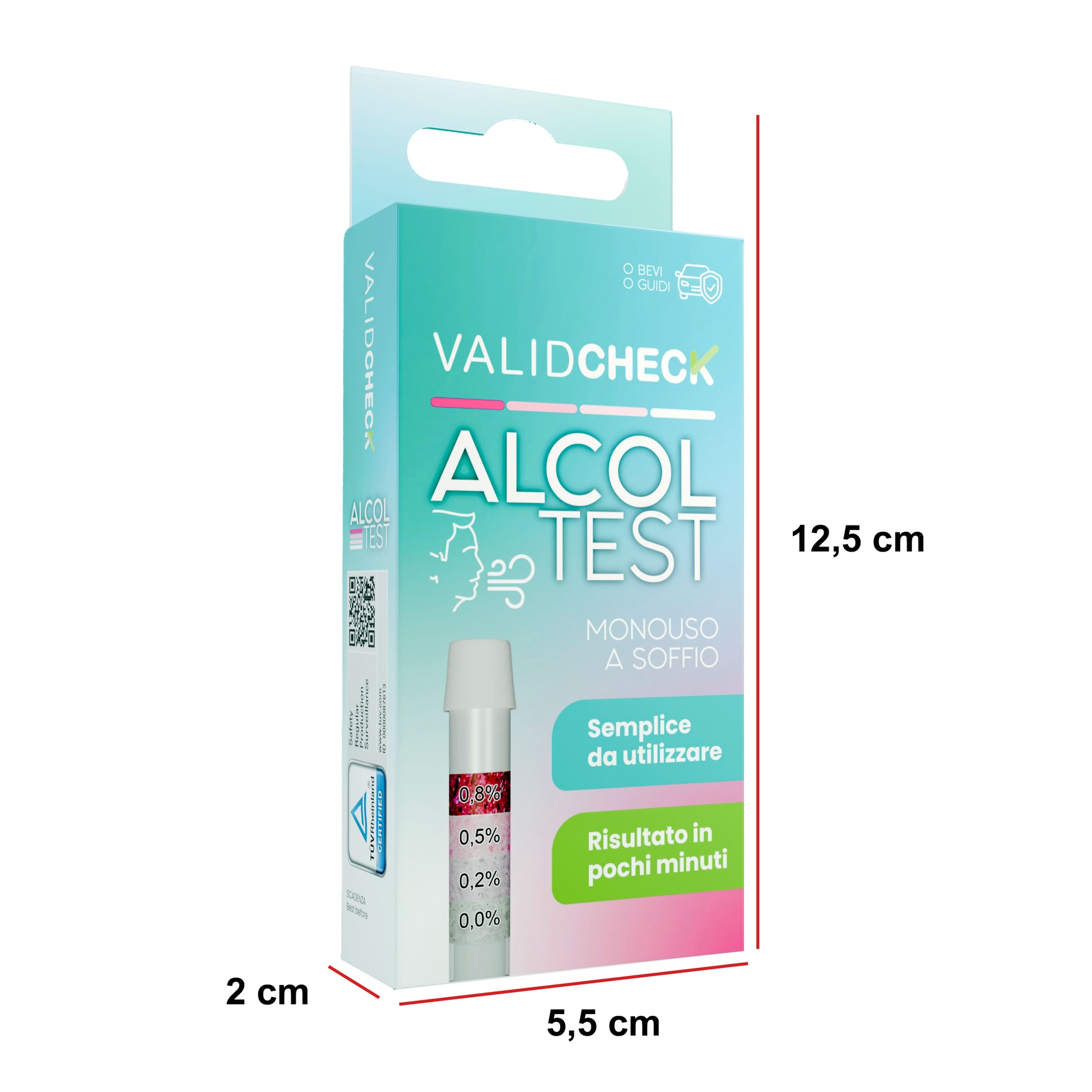 Validcheck Alcol Test etilometro monouso rapido