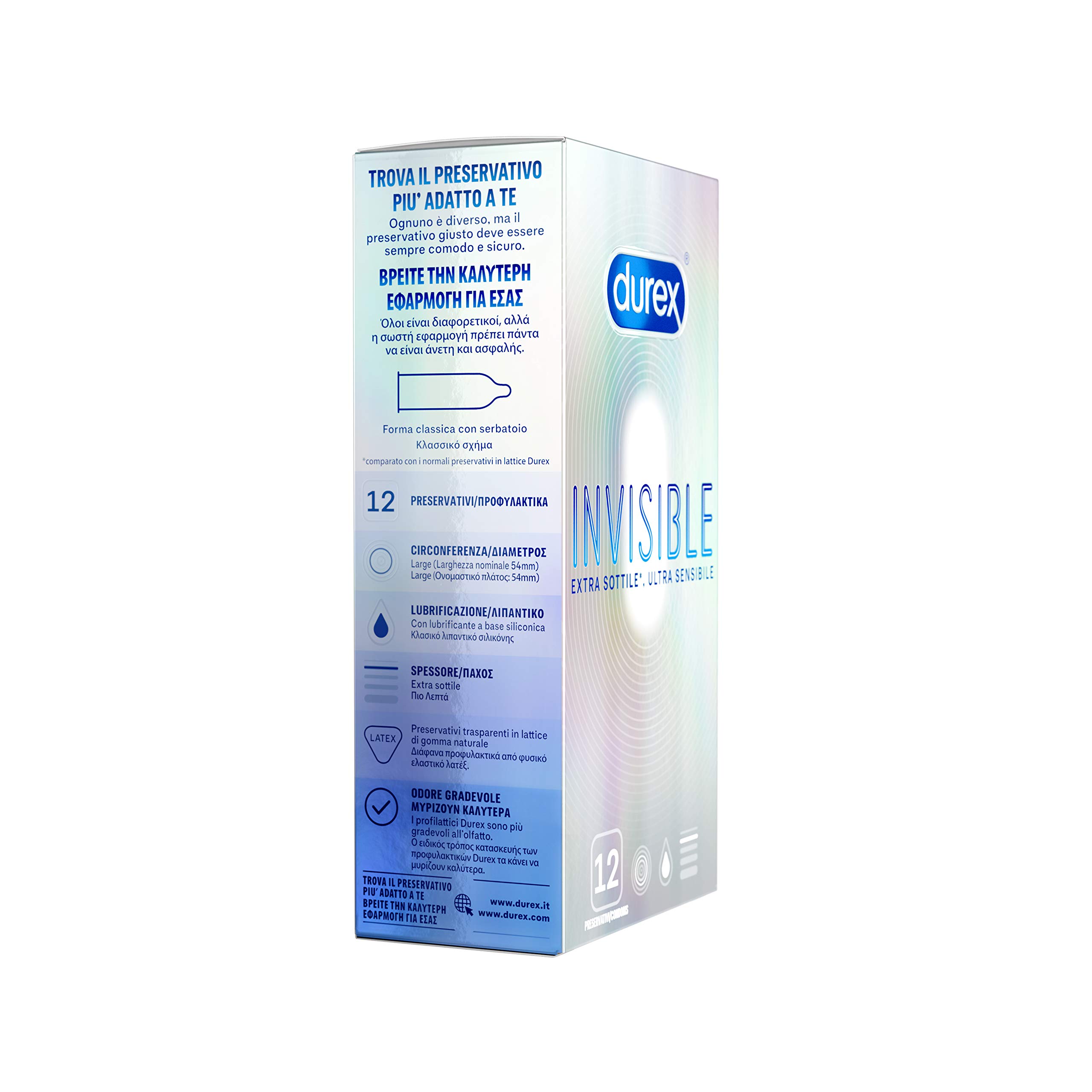 Durex Invisible Extra-Lubrificati preservativi 18 pezzi ultrasottili