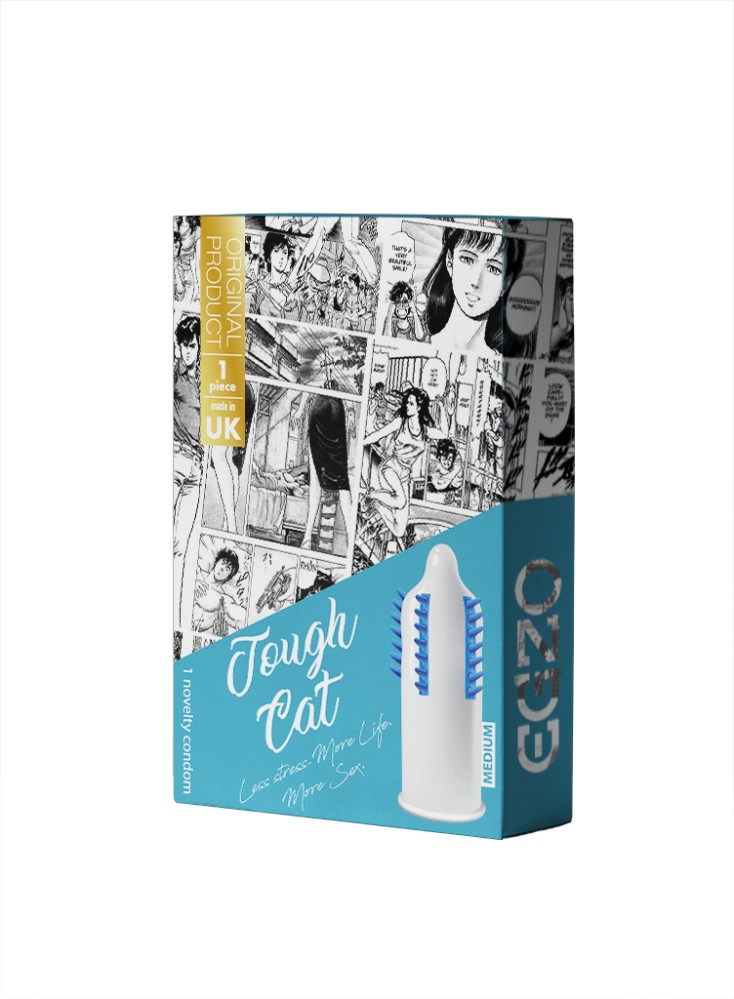 Egzo Tough Cat Blue Medium preservativi stimolanti puntinati