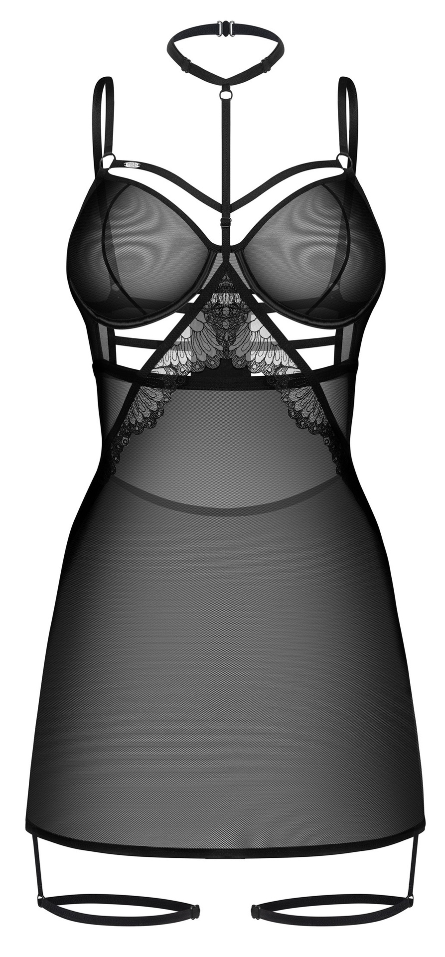 Obsessive Arrowel chemise pizzo nero con reggicalze