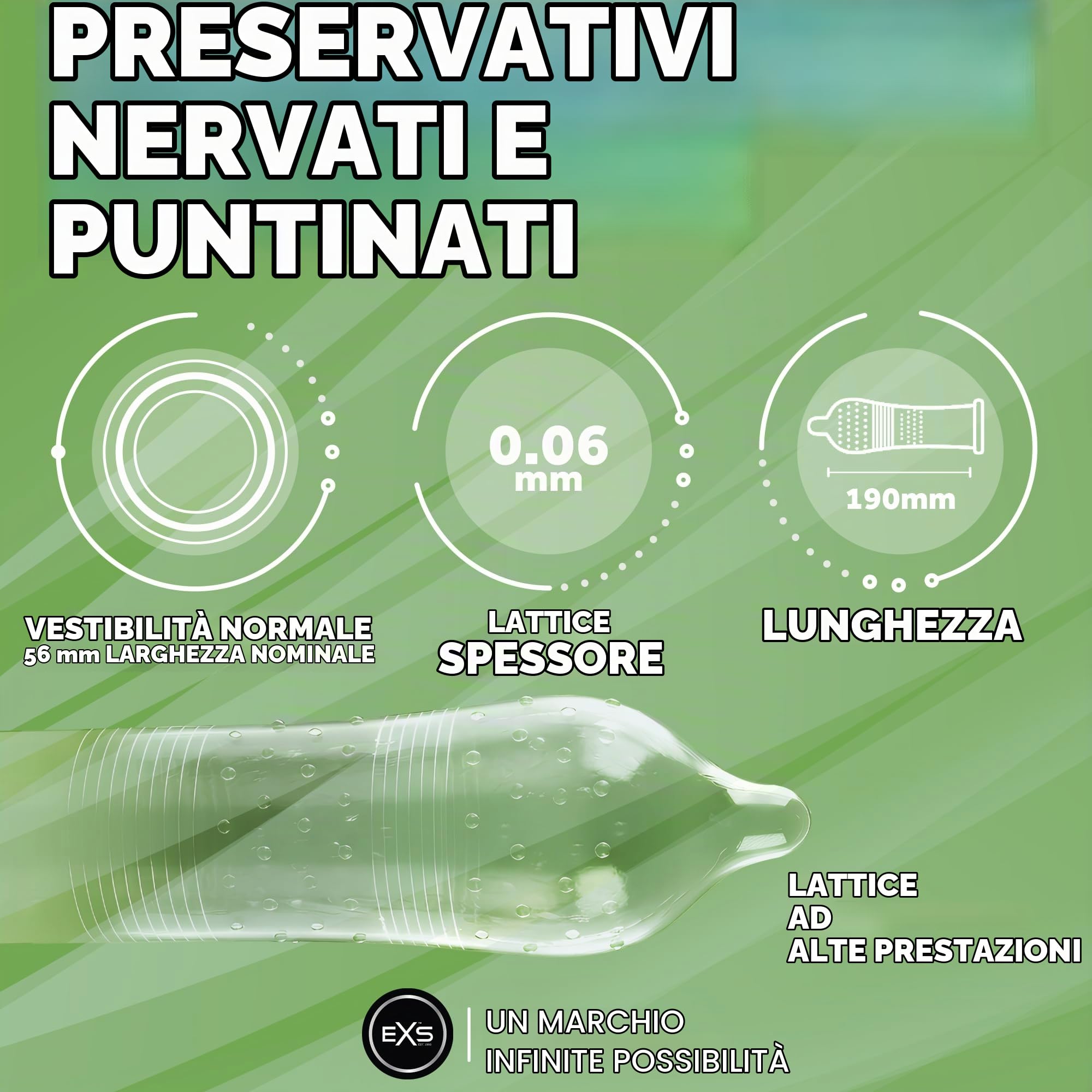EXS Preservativi 12 Pezzi con Rilievi e Pallini