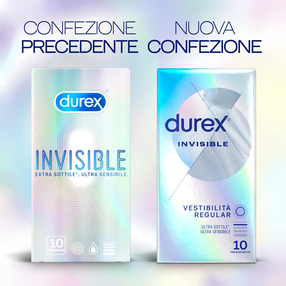 Durex Invisible Extra Sottili preservativi 10 pezzi ultrasottili
