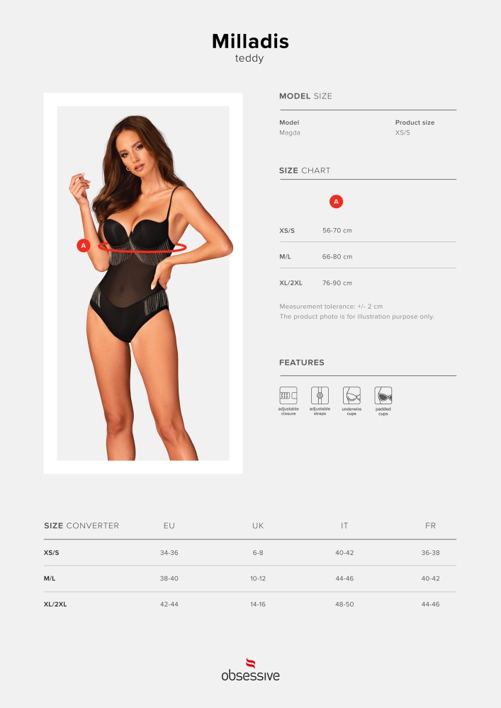Obsessive Milladis body sexy push-up XS/S poliammide