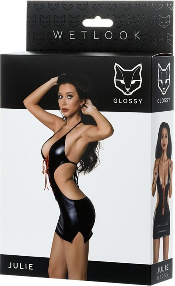 Glossy Julie 955015 tubino nero sexy con apertura seno