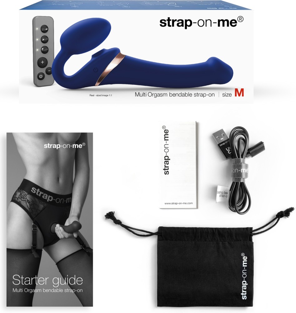 Strap-on-me Multi Orgasm Bendable strap-on blu S succhiaclitoride