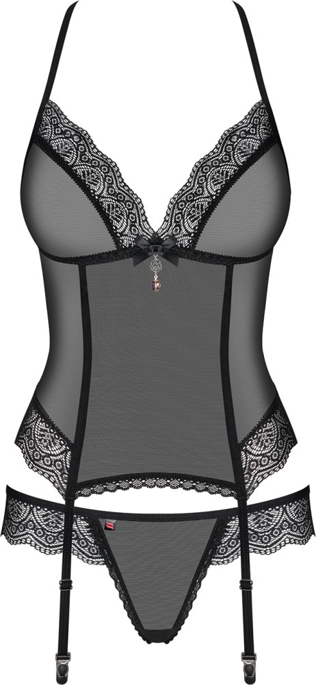 Obsessive 864-COR-1 guêpière nera con perizoma