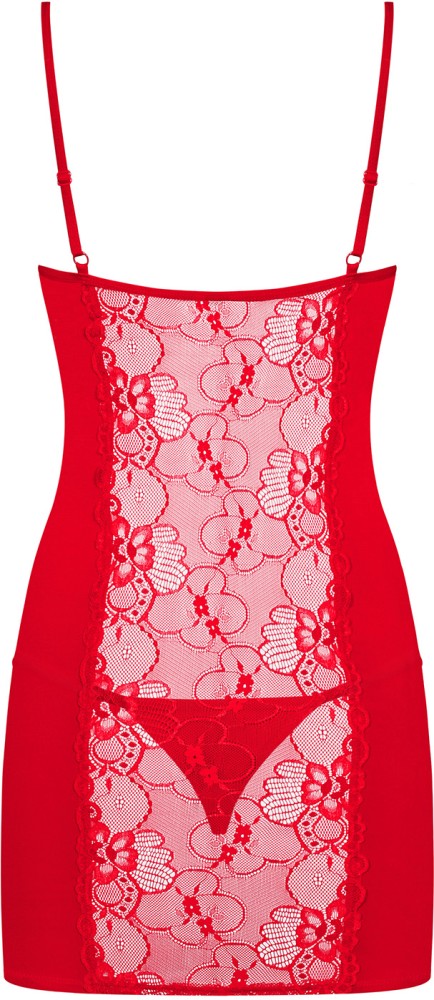 Obsessive Heartina Chemise rossa babydoll pizzo con perizoma