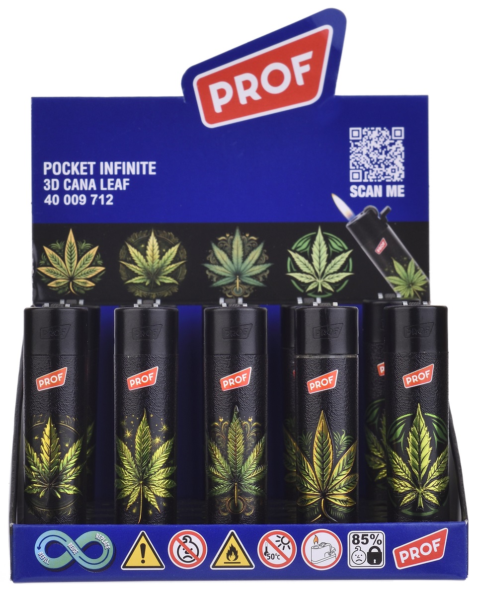 Prof Round Flint Cana Leaf accendino a pietrina box 25 fiamma regolabile