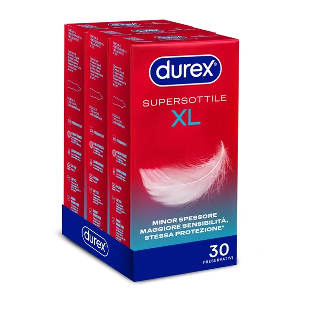Durex Supersottile XL profilattici senza lattice 57mm 30 pezzi